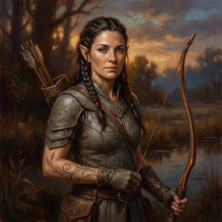 Sable of the Reeds, a wood elf ranger